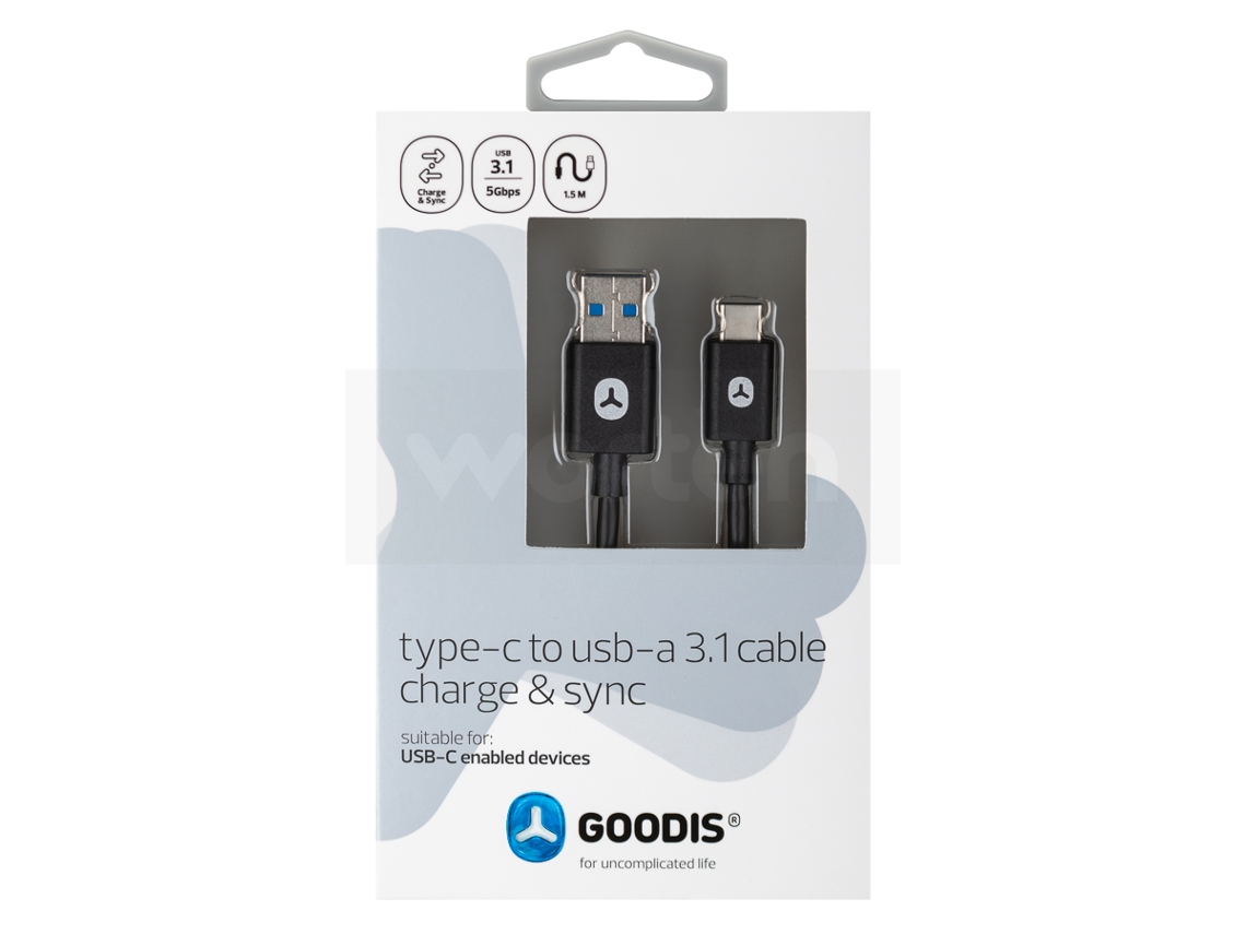 Cabo GOODIS 3.1 (USB - USB-C - 1.5m - Preto)