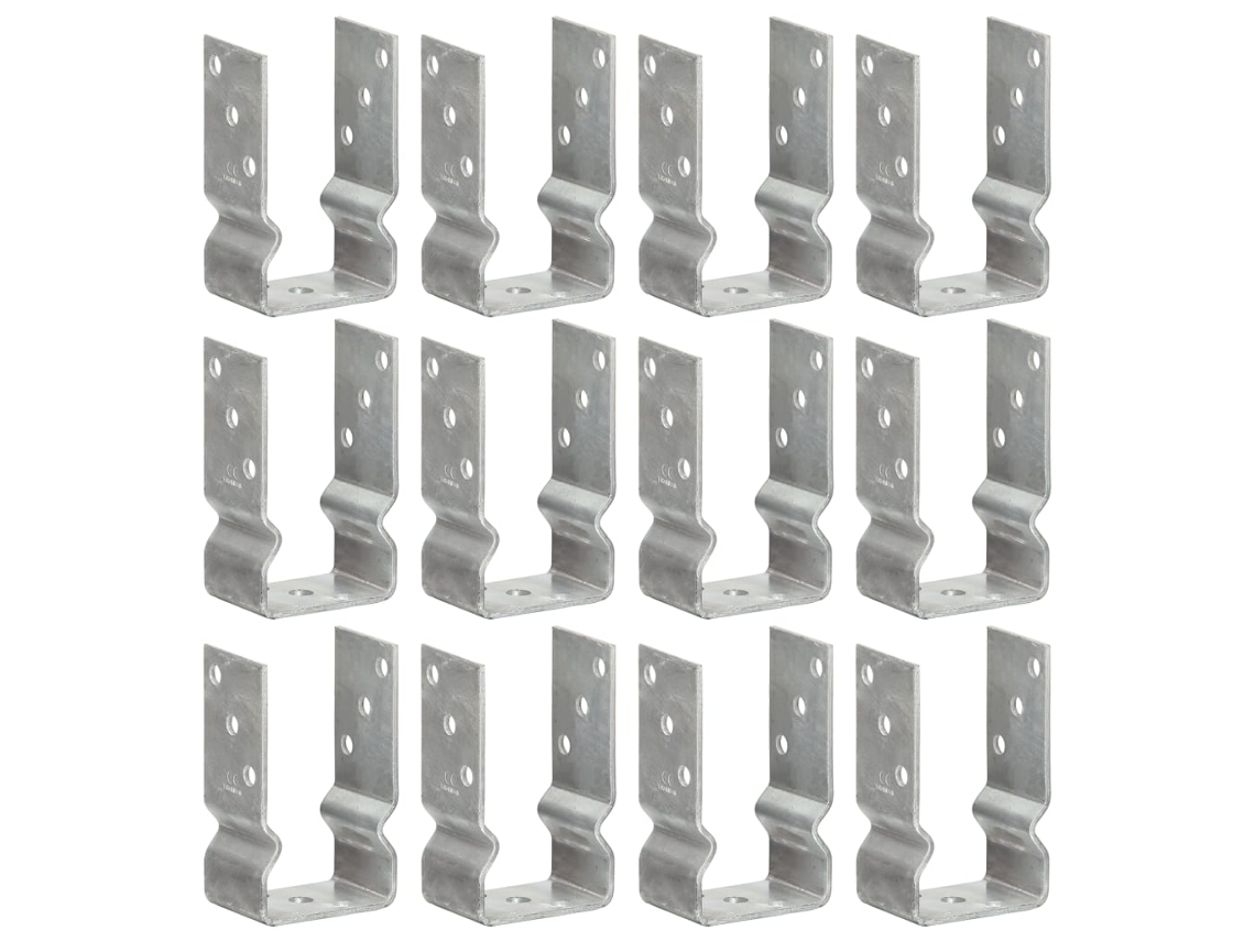 Vidaxl Âncoras De Vedação 12 Pcs 8x6x15 Cm Aço Galvanizado Prateado