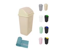 Cubo De Basura Con Tapadera Basculante - 15l / 25l / 30l / 50l - Papelera Ideal Para Cocina, Baño Y Oficina Beige 50 L + Bolsas