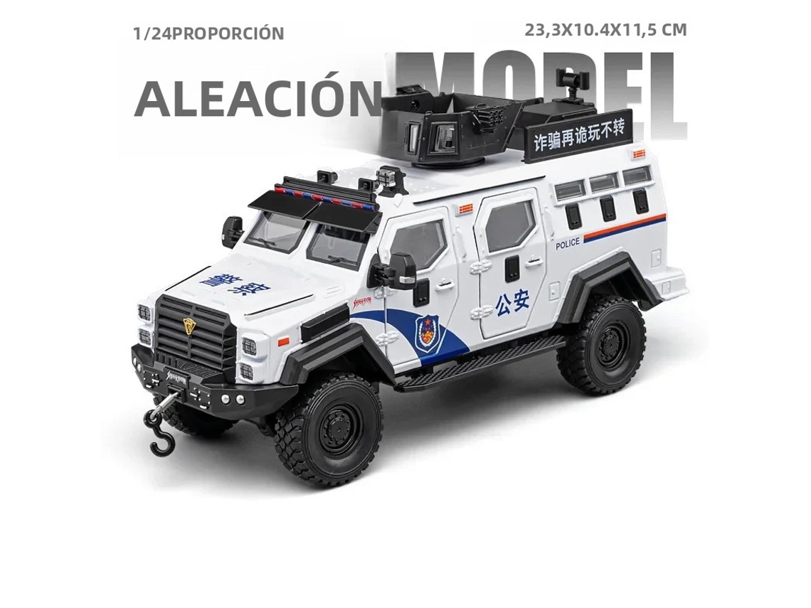 (branco) Miniatura De Carro De Polícia Em Escala 1/24 Com Portas Duplas, Luzes E Efeitos Sonoros.