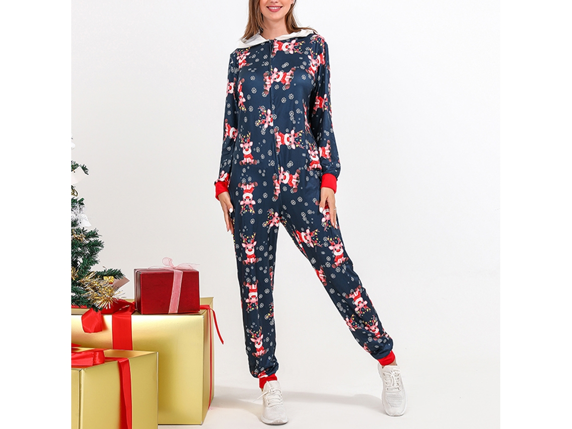 Pijamas Natal Família Com Desenho Colorido E Riscas, Manga Longa, Laxiscreed