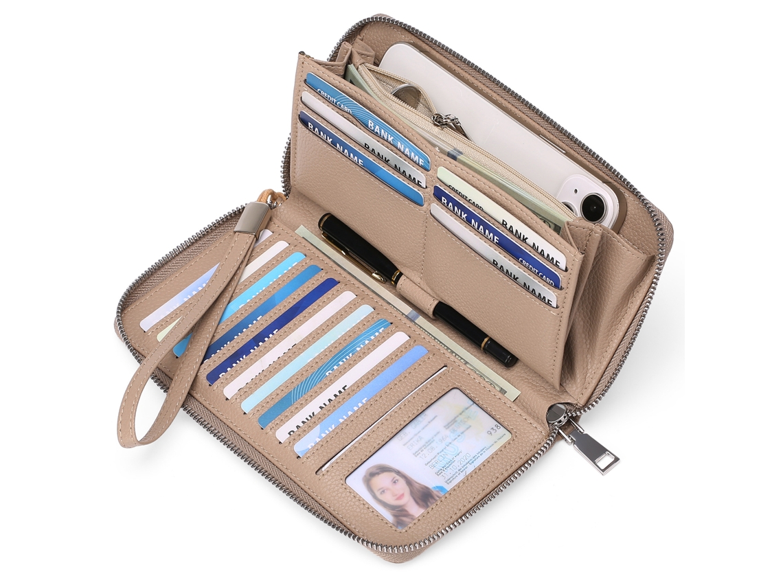 Bolsa De Carteira Grande Em Pu, Longa, Com 16 Compartimentos Para Cartões, Cor Fato