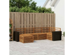 Vidaxl Conjunto De Sofás Para Exterior 6 Unid. Natural Poliéster
