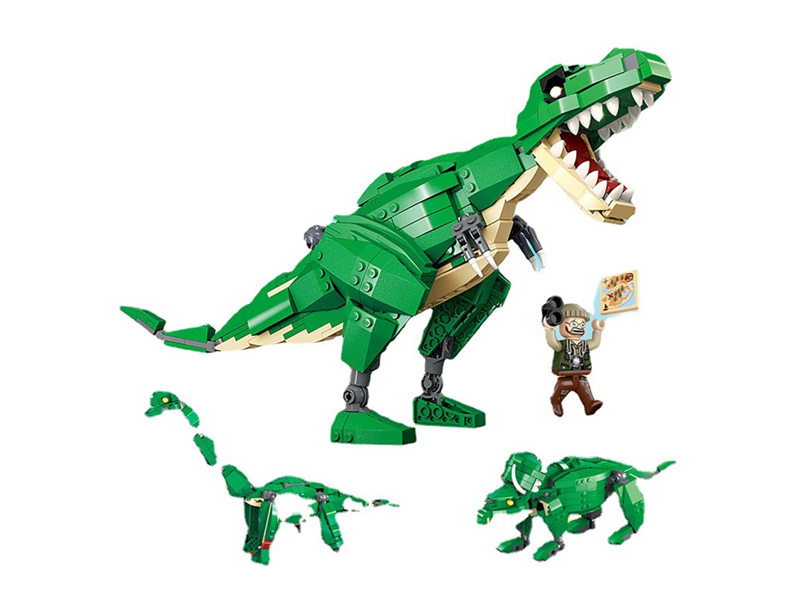 Primerox brinquedo de Blocos Dinossauro 3 em 1 Kit Educativo Plástico para Crianças