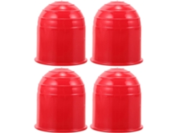 Conjunto De 4 Peças De Capa Protetora E Protetor De Bola De Engate De Reboque Em Plástico Vermelho.