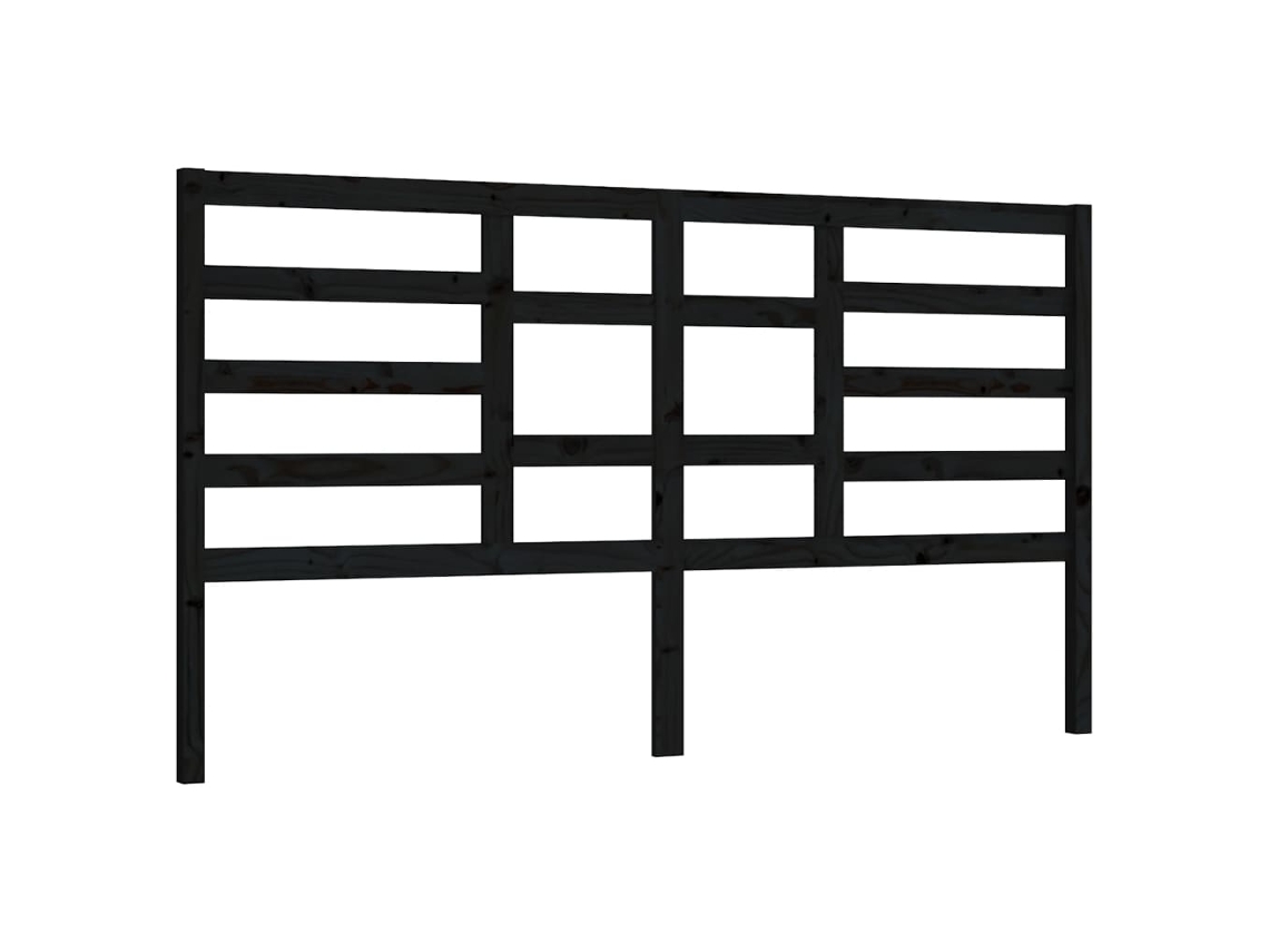 Cabeceira de Cama 206x4x104 Cm Pinho Maciço Preto MAISON EXCLUSIVE