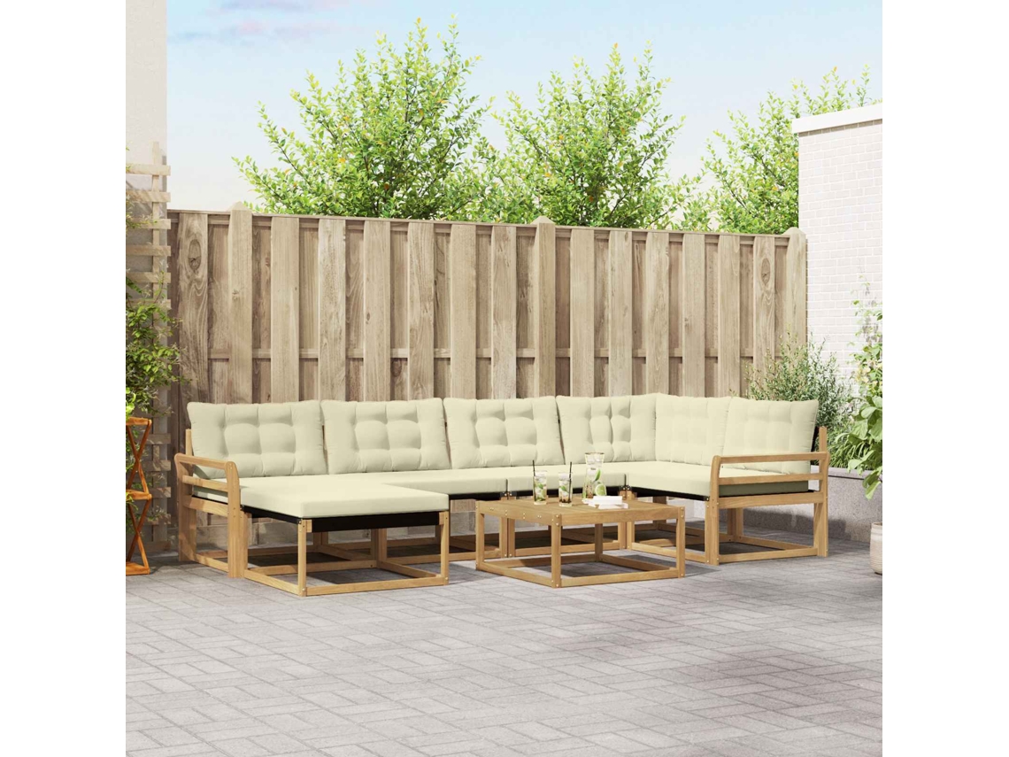 Vidaxl Conjunto De Sofás Para Exterior 7 Unid. Branco E Creme