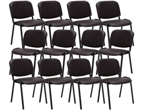 Conjunto de 12 cadeiras de visita Ken em imitação de pele marrom CLP