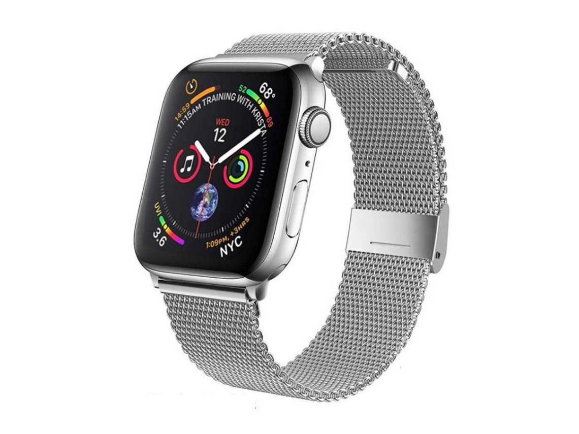 Bracelete Para Apple Watch 42/41/40/38mm - Metal Com Fivela Milanesa Prateada