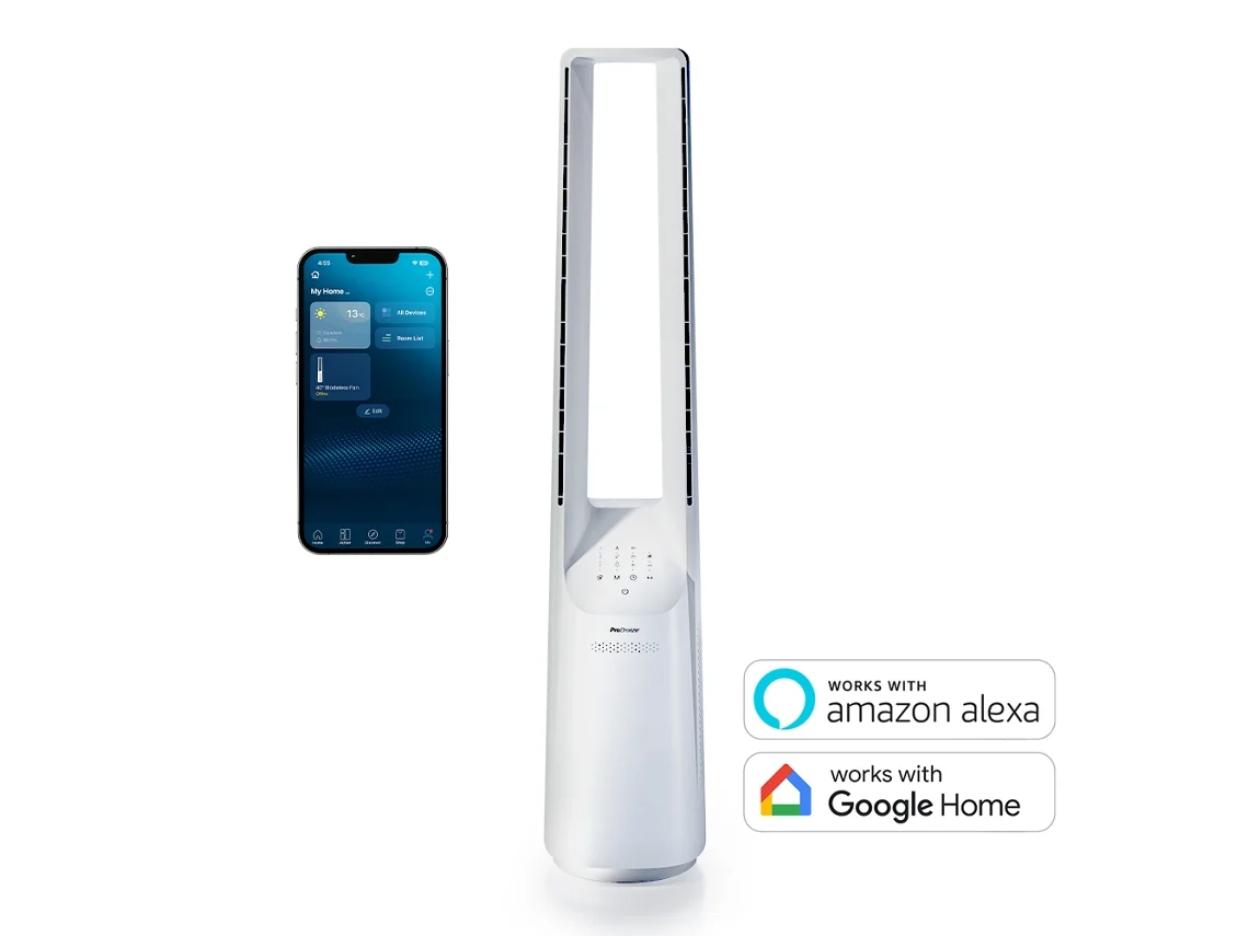 Ventoinha Torre PRO BREEZE 40'' Wi-Fi Sem Hélices Compatível Com Alexa