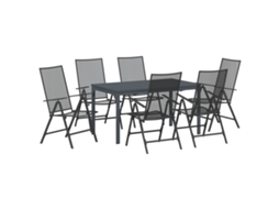 Conjunto 7 Conjunto De Jantar Para Jardim Vidaxl Antracite Aço Revestido A Pó (180 X 80 X 74 Cm)