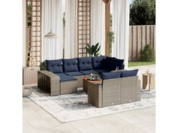 Vidaxl Conjunto De Sofá De Jardim Com 11 Peças E Almofadas Em Rattan Sintético Cinza