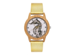 Relógio de quartzo unissex com pulseira de silicone, mostrador redondo com numerais romanos, dourado moderno Zhoulianfa