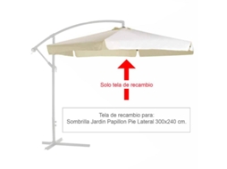 Tela recambio para sombrilla papillon pie lateral ø 3 x 2,40 metros color beige
