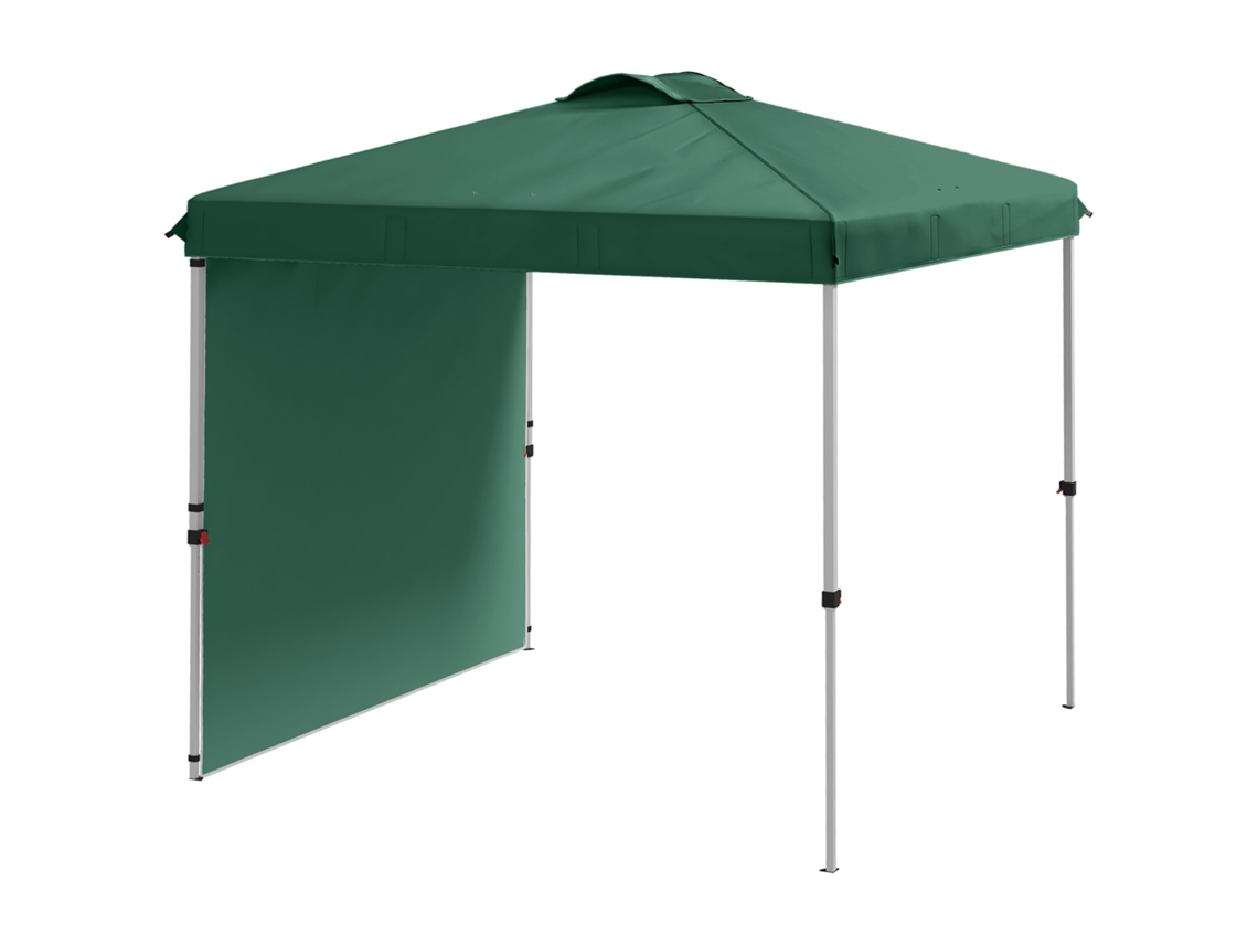 Tenda Dobrável 2,5x2,5 M De Jardim Com 1 Parede Lateral Altura Ajustável Para Campismo Festas Verde