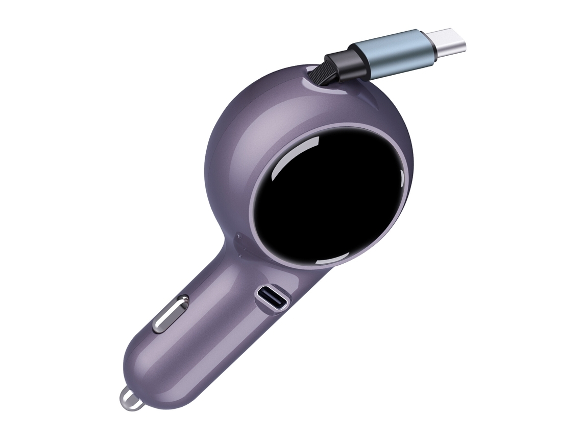 Carregador Veicular Rápido Retrátil Usb c 60w ELORY para iPhone Samsung e Android Modelo K2
