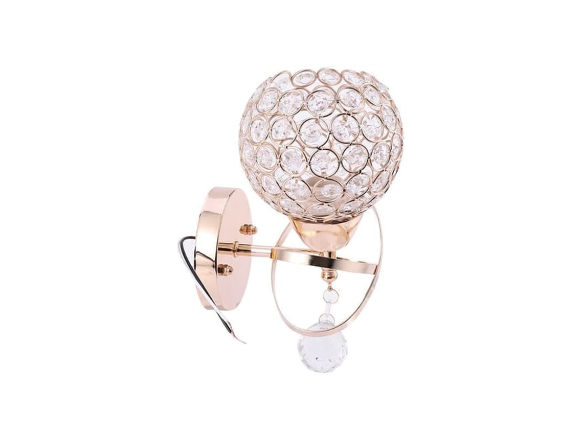 Kit 2 Apliques Led De Cristal Dourado E14 Para Escadas