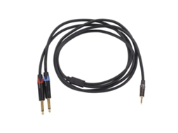 Cabo 3.5mm 1/8 Polegada Macho Para Dual 6.35mm 1/4 Polegada Ts Macho Estéreo 2m