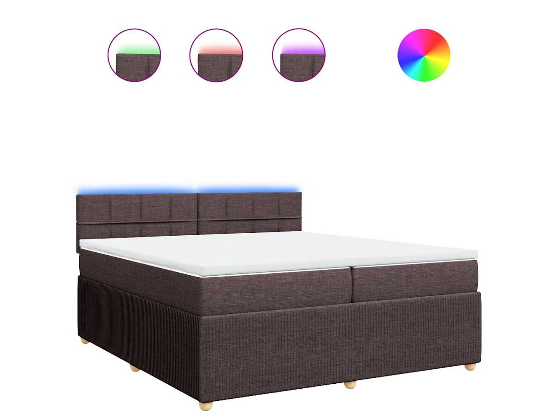 Cama com Molas/Colchão 200x200 Cm em Tecido Castanho Escuro MAISON EXCLUSIVE