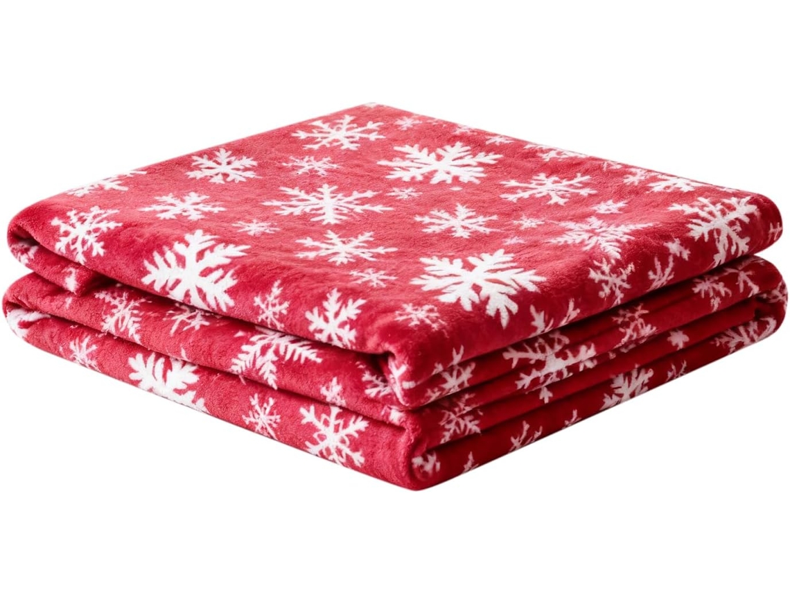 Manta De Natal Para Decoração De Casa, Em Flanela Macia Com Estampa De Flocos De Neve |
