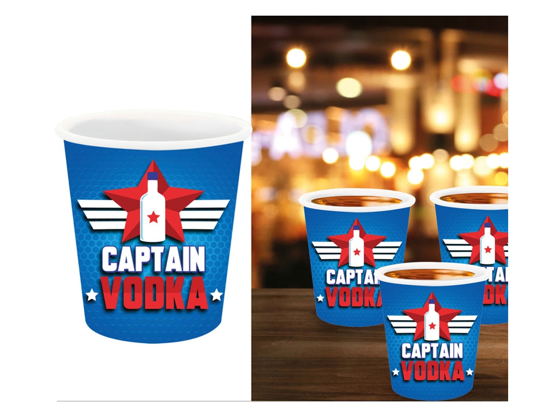Pacote de 3 doses de Captain Vodka de 5x6 cm