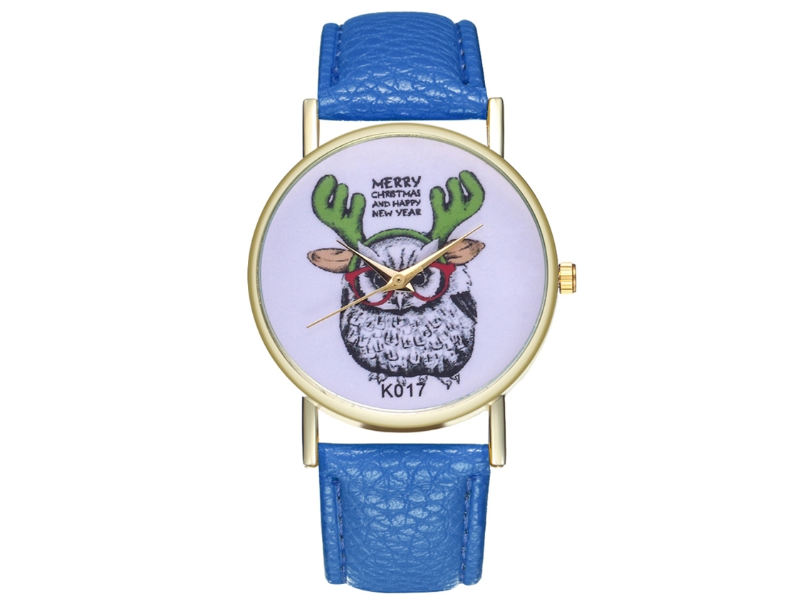 Reloj De Pulsera Para Hombre De Cuarzo Con Correa De Cuero Patrón Animal Azul Real