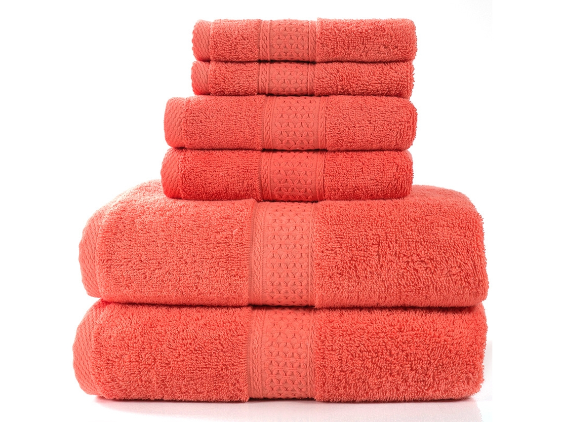 Conjunto De Três Toalhas De Banho Em Puro Algodão, Grossas, Macias E Altamente Absorventes, Na Cor Vermelha. Siurn