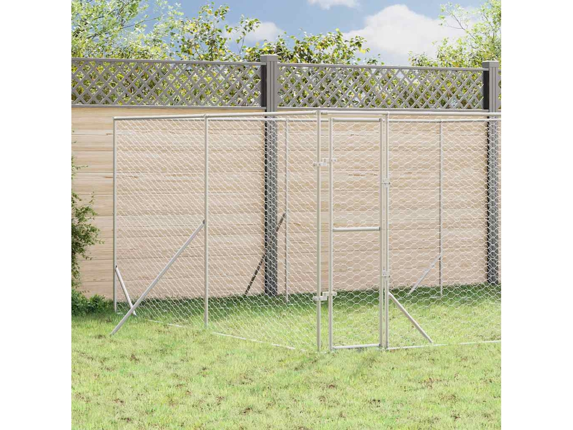 Vidaxl Canil De Exterior 4x4x2 M Aço Galvanizado Prateado