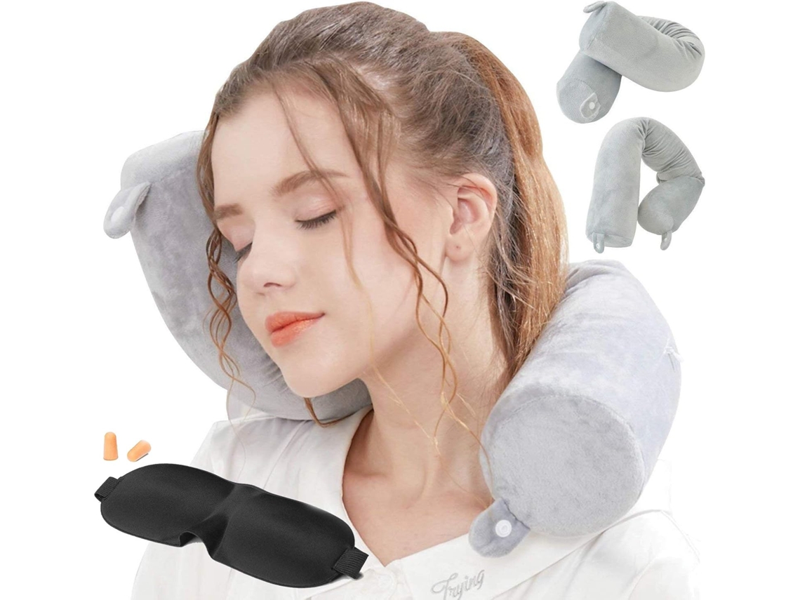 Lurelia Almofada Viagem, Espuma Viscoelástica, Apoio Pescoço, Cinzento