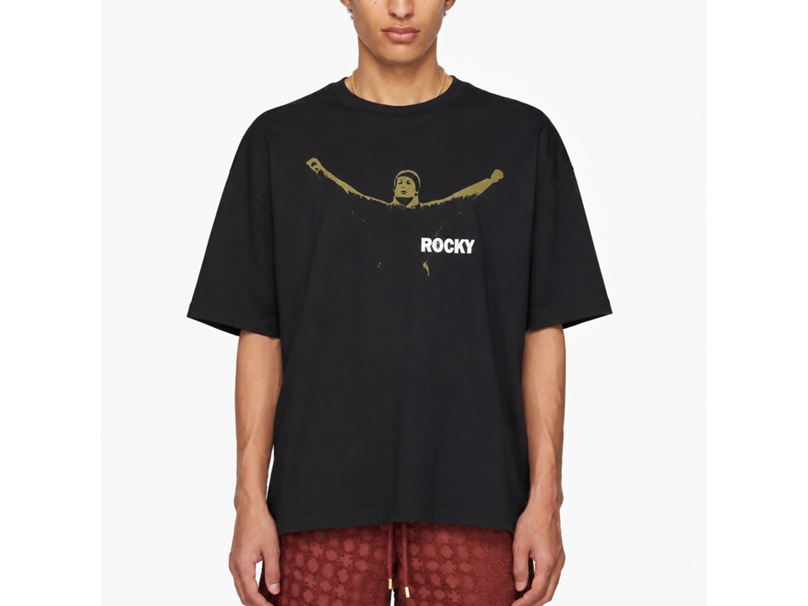 Rockinstone Rocky Movie Running Black Adult T-shirt Size:m