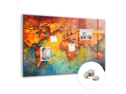 Quadro Magnético De Parede Mapa Mundi Decorativo Para A Cozinha Espelharte (90x60 Cm)
