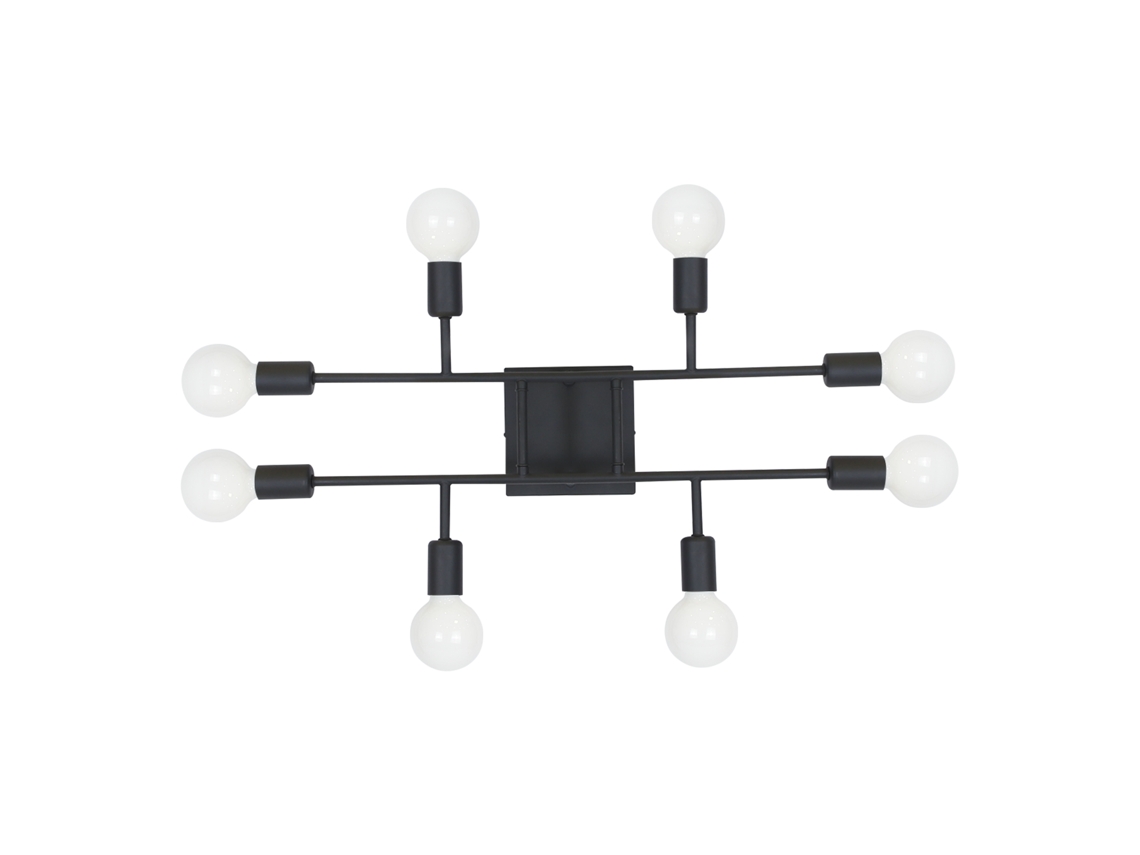 Candeeiro de Teto para Sala de Estar Preto 4/8 Lâmpadas Candeeiro de Teto Vintage E27 Rústico NETTLIFE