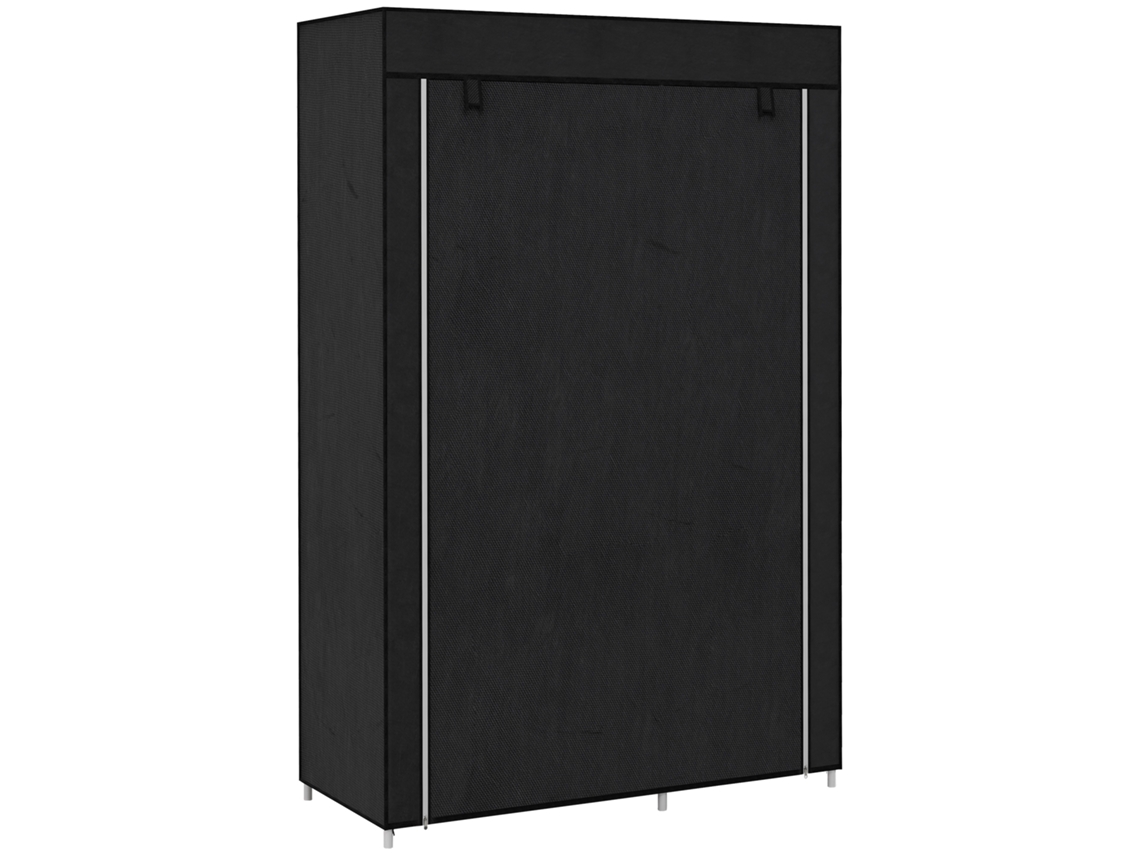 Guarda roupa com 6 prateleiras e barra, não tecido, preto, S/MARCA