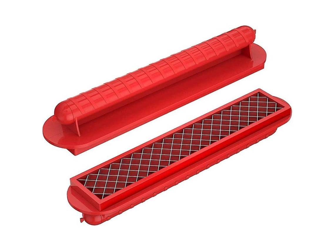 Cortador De Cachorro-quente Com Fatias Em Cruz Para Churrasco E Churrascos - Inox E Plástico Abs - Cor Vermelha
