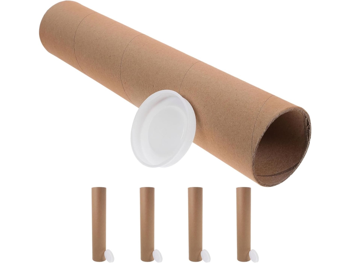 Conjunto Topbathy com 5 Tubos de Papel Kraft Redondos para Envio Pôsteres e Documentos, Reutilizáveis Tampas,