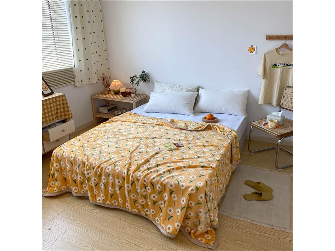 Manta de Lã Grossa Fansu Flanela com Estampa Floral Macia e Quente para Cama Infantil Sofá Quarto Viagem 180x2
