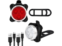 Conjuntos De Luzes Para Bicicleta - Usb Recarregável, Led (preto)
