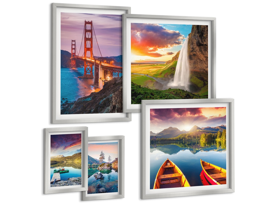 Quadros Decorativos Para Parede Texturas De Areia Boho Vibrantes Moldura Preta Fotos Para O Escritório Espelharte (conjunto De 5 Imagens)