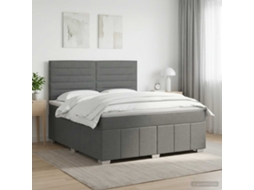 Vidaxl Cama Box Spring Com Colchão Cinzento-escuro 140 X 190 Cm Tecido