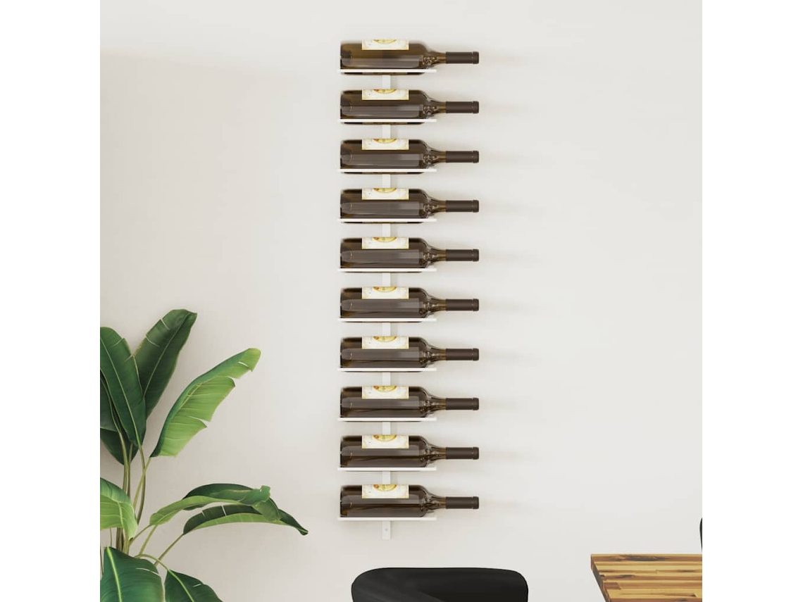 Vidaxl Garrafeira De Parede Para 10 Garrafas Metal Branco