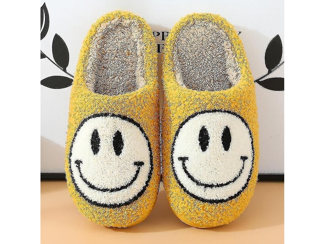 2026 pantuflas Suaves de Peluche com Rosto Sorridente para Casais Acolchoamento Quente Interior Inverno