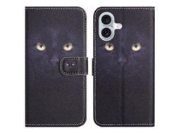 Capa Em Couro Pu Para Apple Iphone 16 Plus - Olho De Gato