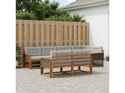 Vidaxl Conjunto De Sofás Para Exterior 7 Pcs Natural E Cinza Claro