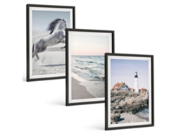 Conjunto De Pinturas Cavalos, Praia, Farol, Ondas Espelharte (3 Peças 40x60 Cm)