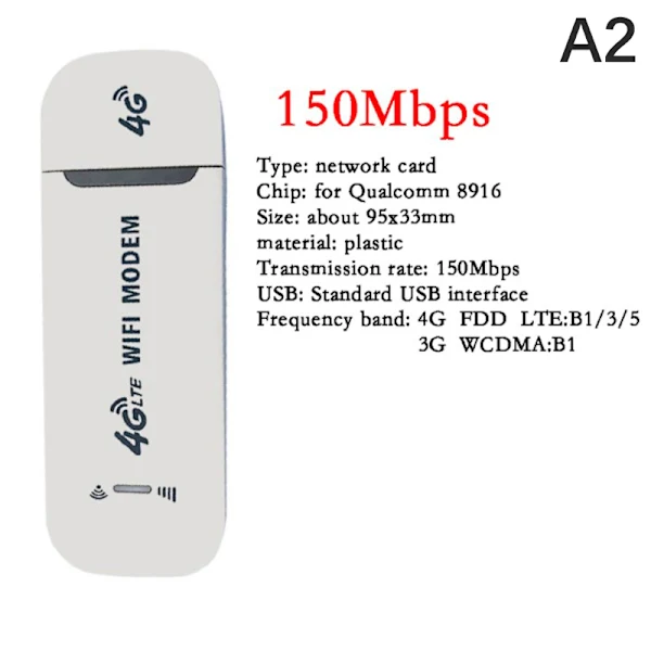 Dongle Usb Sem Fio 4g Lte, Banda Larga Móvel, Modem de 150 Mbps, Branco BRILVIBERA