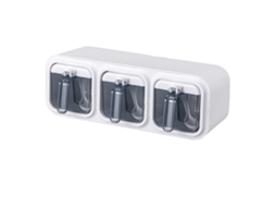 Set De Caixas De Especiarias Autoadesivas Montadas Na Parede De Plástico Branco Com 3 Compartimentos 32x11x11cm Para Cozinha
