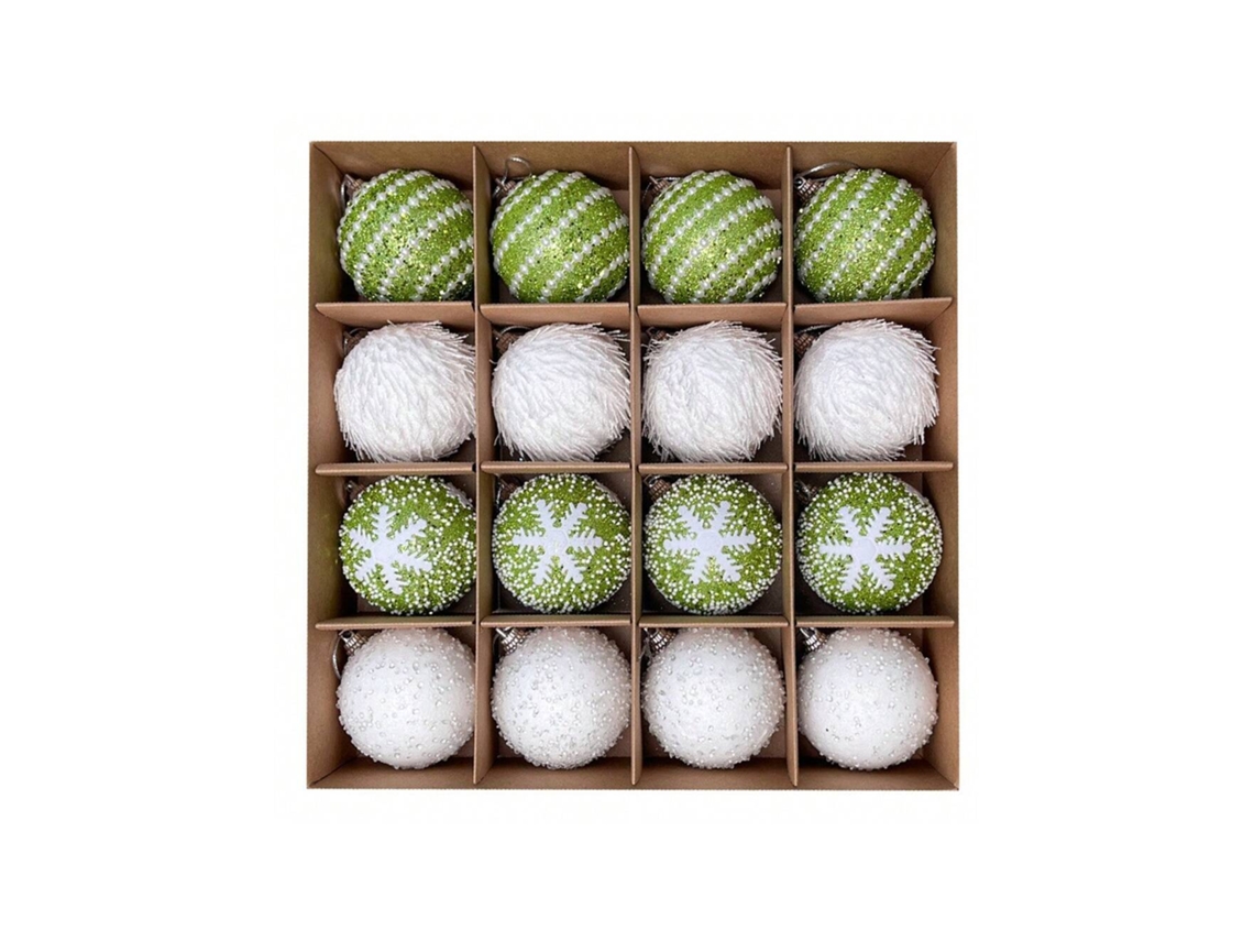 Bola De Natal De Espuma Nova, 6cm/16, Decoração, Bola De Natal De Peluche Branco Enrolado, Adornos Feitos À Mão Igvtrade