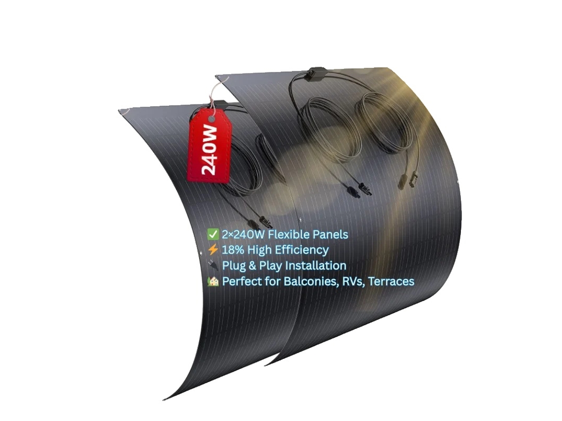 Kit De Painel Solar Flexível, Alta Eficiência, Resistente Às Intempéries, 240w * 2