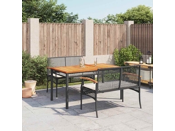 Vidaxl 3 Pcs Conjunto De Jantar P/ Jardim C/ Almofadões Vime Pe Preto