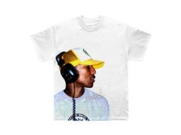 Pharrell White Graphic Unisex T-shirt Rockinstone Size:l